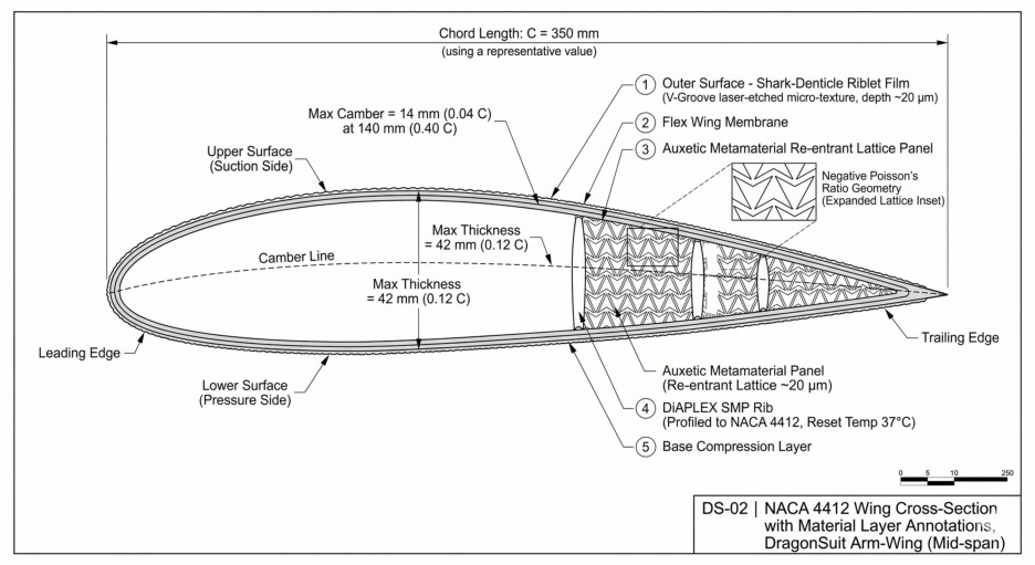 DS-02 NACA 4412 arm-wing cross-section engineering drawing