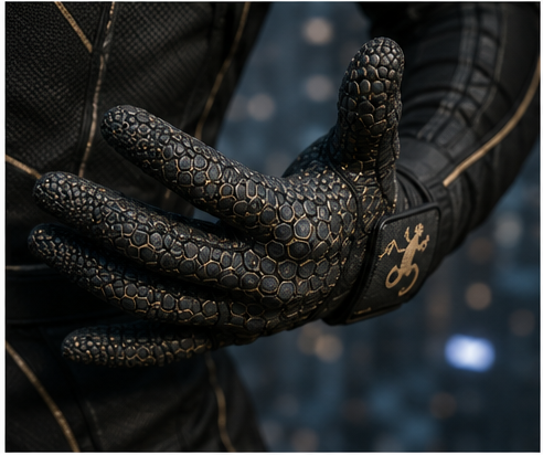 GripSuit Apex glove pad — hexagonal nano-pillar surface texture across palm and fingertip zones
